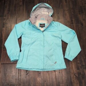 Eddie Bauer Weatheredge Waterproof Hooded Rain Jacket Women's Medium Light‎ Blue
